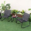 Costway 3 Piece Patio Rocking Set 2 Rocking Bistro Chairs & Glass-Top Table for Porch - 4 of 4