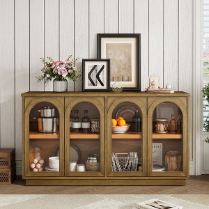 CAVINAS Farmhouse Sideboard Cabinet with 4 Glass Doors & Adjustable Shelves,Wooden Buffet Cabinet with Storage for Kitchen,Dining Room - 1 of 4
