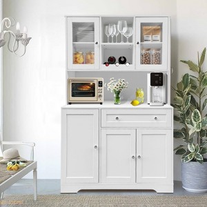 Modern Kitchen Pantry Cabinet with Microwave Stand, Drawer & 14 Shelves - 1 of 4