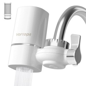 Faucet Water Filter for Sink  400 Gallons Faucet Mount Tap Water Filtration System for Kitchen, Bathroom, Reduces Lead, Chlorine, Bad Taste - 1 of 4