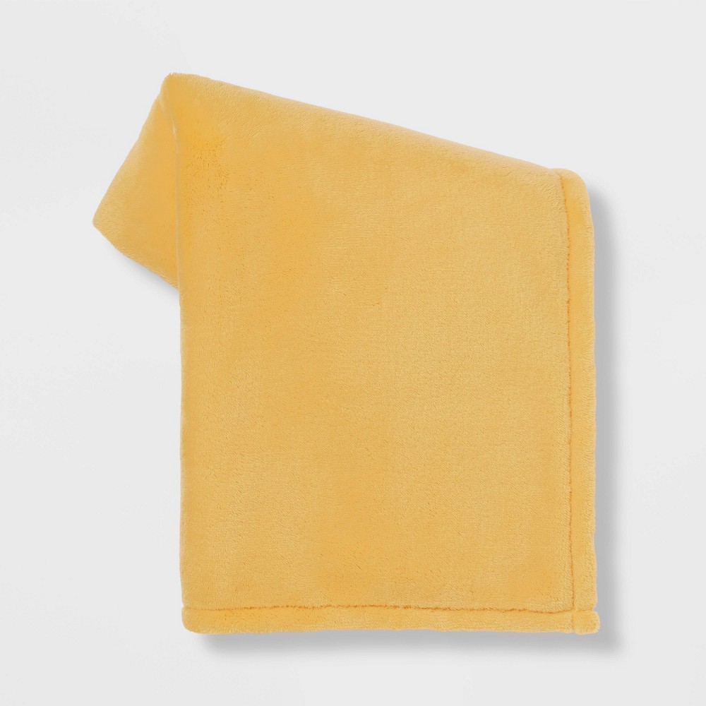 Photos - Duvet Reversible Faux Shearling Throw Blanket Yellow - Room Essentials™