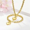 Heart Chain Necklace Bracelet Set for Women, Stainless Steel Toggle Charm - 2 of 4