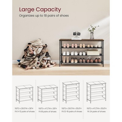 VASAGLE Shoe Rack 4 Tier Shoe Storage Rack for 15-18 Pairs of Shoes ...