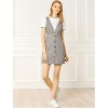Allegra K Women's V Neck Gingham Check Pinafore Overalls Suspenders Plaid Print Dress - 3 of 4