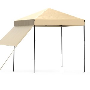 86 "x 86",Folding Shed Three Canopy 150D Tarpaulin Used for Outdoor, Tourism, Shopping Malls ,Beige Yellow - 1 of 4