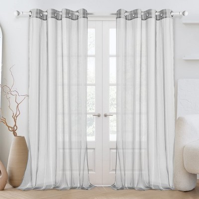 Deconovo Stripe Sheer Curtains, 2 Panels, Grommet Top, W52 x L63