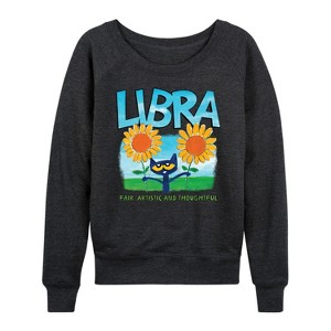 Women's - Pete the Cat - Libra Lightweight French Terry Wide Neck Long Sleeve Shirt - 1 of 4