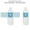 Big Dot of Happiness Blue Elegant Cross - Boy Religious Party Water Bottle Sticker Labels - Set of 20 - 2 of 4