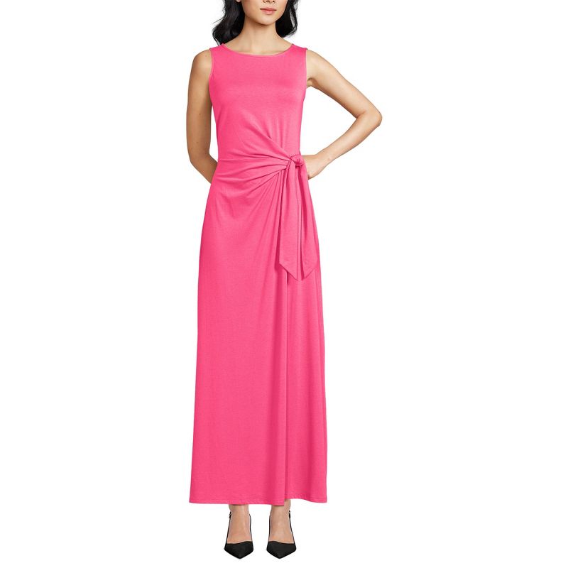 Lands' End Women's Light Weight Cotton Modal Sleeveless Tie Waist Maxi Dress, 1 of 5