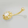 Jewelry Avalanche Women's 14K Gold Lotus Flower 14G Belly Button Ring with 0.87cttw Round Moissanites - 2 of 4