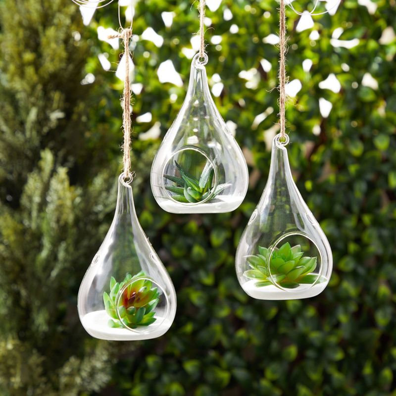 Juvale 5-Pack Hanging Glass Terrarium Containers - Air Plant Holder, Succulent Planter, Tea Light Candle Hangers (3.5x5 In), 3 of 10