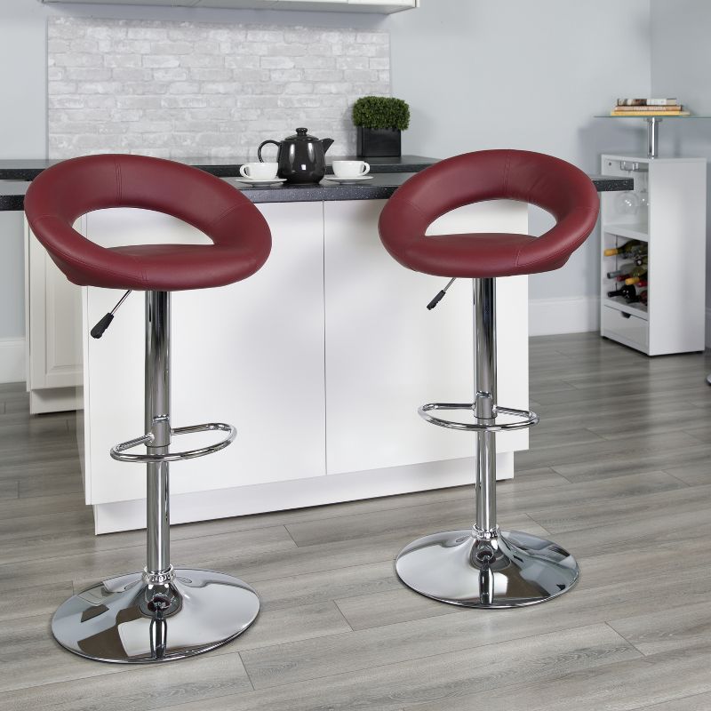 Flash Furniture Contemporary Vinyl Rounded Orbit-Style Back Adjustable Height Barstool with Chrome Base, 3 of 8