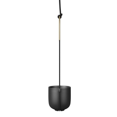 Bolo Soft Curve Black Ceramic Indoor/Outdoor Hanging Planter