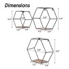 INFURNIC Decorative Wall Shelf Set of 3 Hexagonal Floating Shelves with Wood and Metal for Storage and Display, Brown, 11.4"*5.3"*10.2" - 3 of 4
