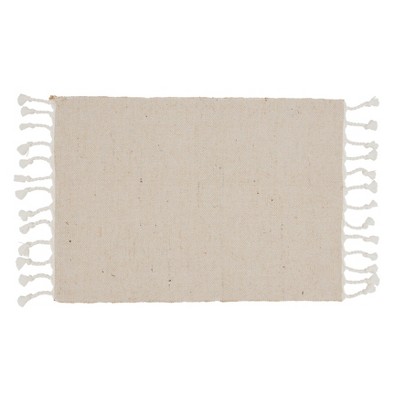 Beige Cotton and Jute Tassel Placemats, Set of 4