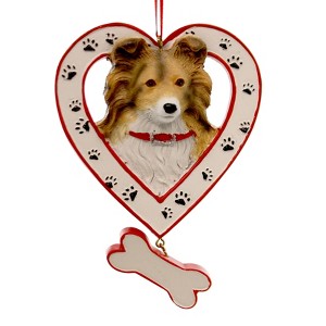 Kurt S. Adler 4.5 Inch Dog Breed In Heart W/Bone Ornamnt Resin Canine Christmas Tree Ornaments - 1 of 2