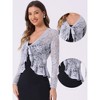 INSPIRE CHIC Women's Tie Front Ruffled Hem Floral Lace Sheer Crop Bolero Shrug - 2 of 4
