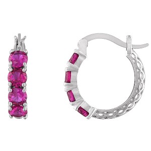 Designs by Gioelli Sterling Silver Gemstone Hoop Earrings - 1 of 2
