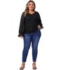 Agnes Orinda Women's Plus Size Lace Floral V Neck Sheer Long Sleeve Lined Dressy Casual Blouses - 3 of 4