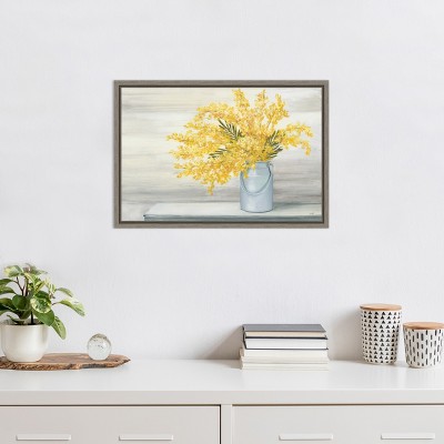 Golden Fall Floral Cuttings Yellow Canvas Wall Art Print