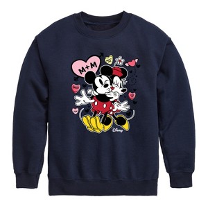 Boys' - Disney - Mickey Minnie Heart Graphic Long Sleeve Fleece Sweatshirt - 1 of 4