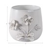 Embossed Floral Ceramic and Stoneware Planter with Sculpted Detailing and Round Body Design - 4 of 4
