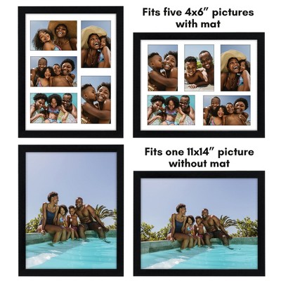 Black Multi-Size Picture Frame Set with Shatter-Resistant Glass