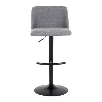Gray Adjustable Swivel Barstools with Metal Frame, Set of 2