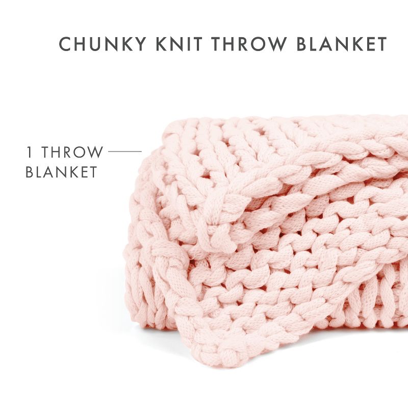 Chunky Knit Throw Blanket Braided, Soft & Cozy - Becky Cameron, 3 of 13