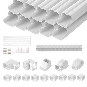 VEVOR Mini Split Line Set Cover 3-inch W 17.7Ft L, PVC Decorative Pipe Line Cover For Air Conditioner with 10 Straight Ducts, White - 1 of 4