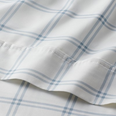 Queen 400 Thread Count Performance Sheet Set Blue Plaid - Thumbnail 2