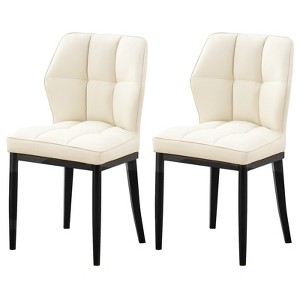 Bekrvio Mid Century Modern Dining Chairs, Upholstered Leather Armless Chairs with Checkered Pattern Back, for Kitchen & Dining Room - 1 of 4