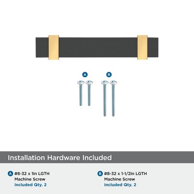 Overton 3 inch Brushed Matte Black and Champagne Bronze Cabinet Pull