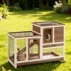 Aortzio 43.3"W Wooden Rabbit Hutch,Pet Cage with Wheels&Removable Tray - 3 of 4