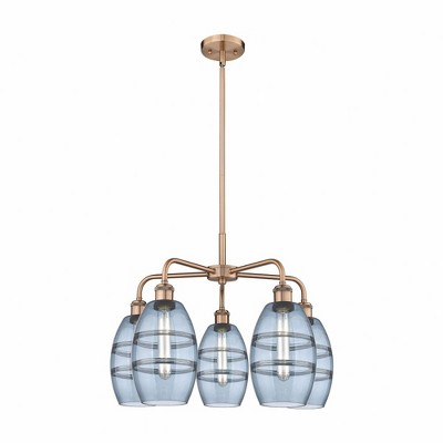 Vaz - 5 Light Stem Hung Chandelier In Industrial Style-13.63 Inches Tall and 23.88 Inches Wide