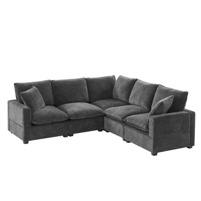 NicBex Chenille Sectional Couches L Shape Modular Sofa with 2 Pillows for Living Room and Apartment