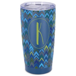 Elanze Designs K Monogram Herringbone Arrows Wrap-Around Design 20 Ounce Stainless Steel On-The-Go Coffee Mug, Thermal Travel Tumbler with Leak - 1 of 4