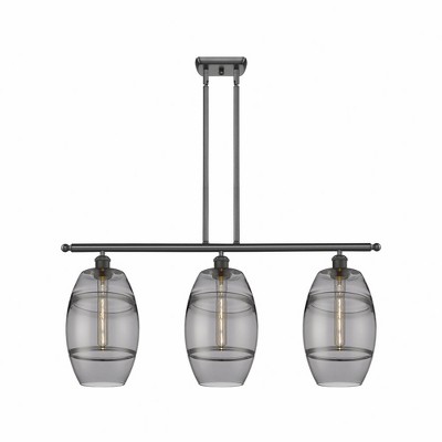 Vaz - 3 Light Stem Hung Island In Industrial Style-10.38 Inches Tall and 36 Inches Wide