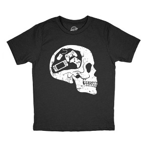 Youth Funny T Shirts Gamer Skull Sarcastic Video Games Graphic Tee For Kids - Crazy Dog Youth T Shirt - 1 of 4