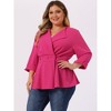 Agnes Orinda Women's Plus Size Notched Lapel Ruffle Peplum Ruched Buttons Outfits Blazers - 2 of 4