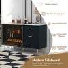 TIRAMISUBEST Modern Sideboard Buffet Cabinet Marble Sticker Tabletop and Amber-yellow Tempered Glass Doors with Gold Metal Legs & Handles - 4 of 4
