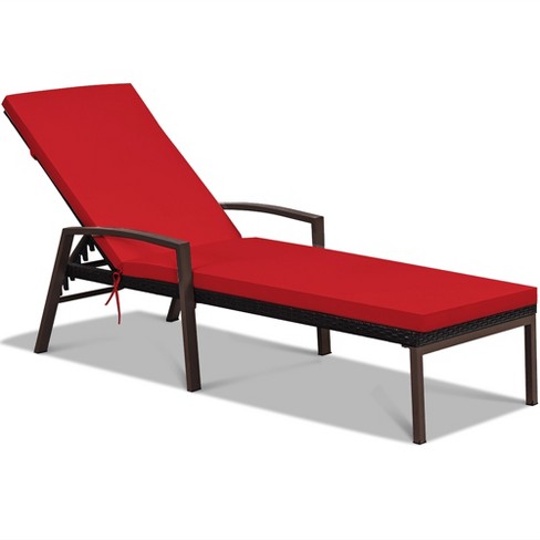 Costway Patio Rattan Lounge Chair Chaise Recliner Back Adjustable