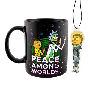 Just Funky Rick and Morty "Peace Among Worlds" 16 Ounce Mug & Air Freshener Set - 1 of 4