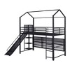 TIRAMISUBEST Twin Size House Loft Bed with Iron Mesh Storage Shelves and Slide, Metal House Bed Frame with Roof Design - 4 of 4
