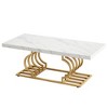 Kumasinova Rectangle Marble Coffee Table,47.24" Center Dining Table with Metal frame for Living Room,Bedroom,Meeting Room,White - 2 of 4