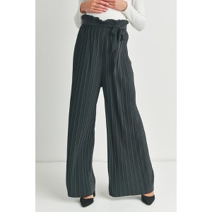 Hello Miz Women's Wide Leg Palazzo Maternity Pants with Tie Belt - 1 of 4