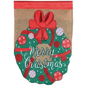 Dicksons Magnolia Garden Outdoor Flag Decoration For Garden, Yard, Or Walkway Large 29 x 42, Weather Resistant Polyester, Wreath Merry Christmas - 1 of 2