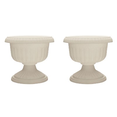 Southern Patio Dynamic Outdoor 18" Resin Grecian Urn Planter Pot, White (2 Pack)