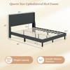 Costway Queen Size Bed Frame Linen Upholstered Mattress Foundation with Wooden Slats - 3 of 4