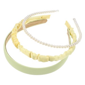 Unique Bargains Women's Fashion Faux Pearl Different Designs Headbands Set 3 Pcs - 1 of 4